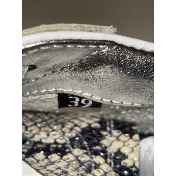 P448 White Leather Snakeskin Detail Low Top Lace-Up Sneakers Women's Size 39 - Picture 9 of 15